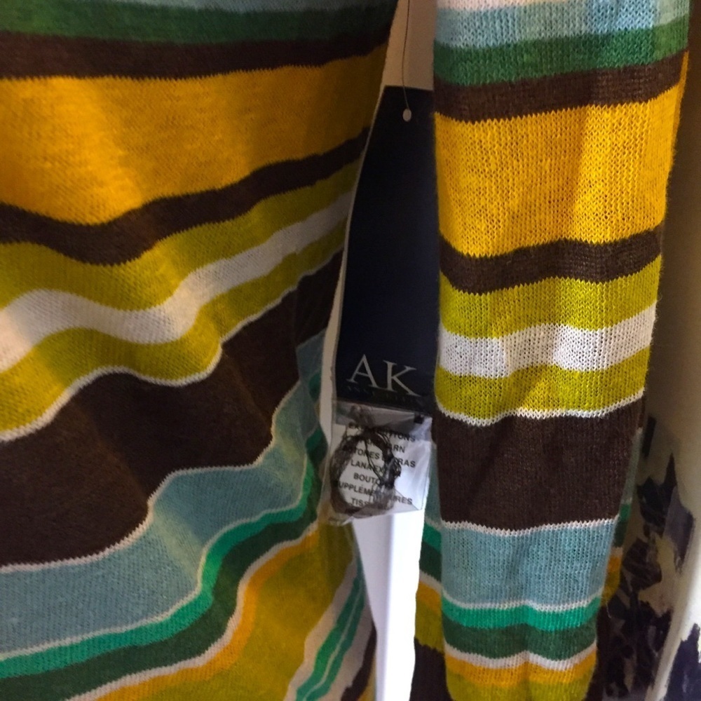 Ann Klein linen waterfall stripped cardigan - Picture 4 of 13